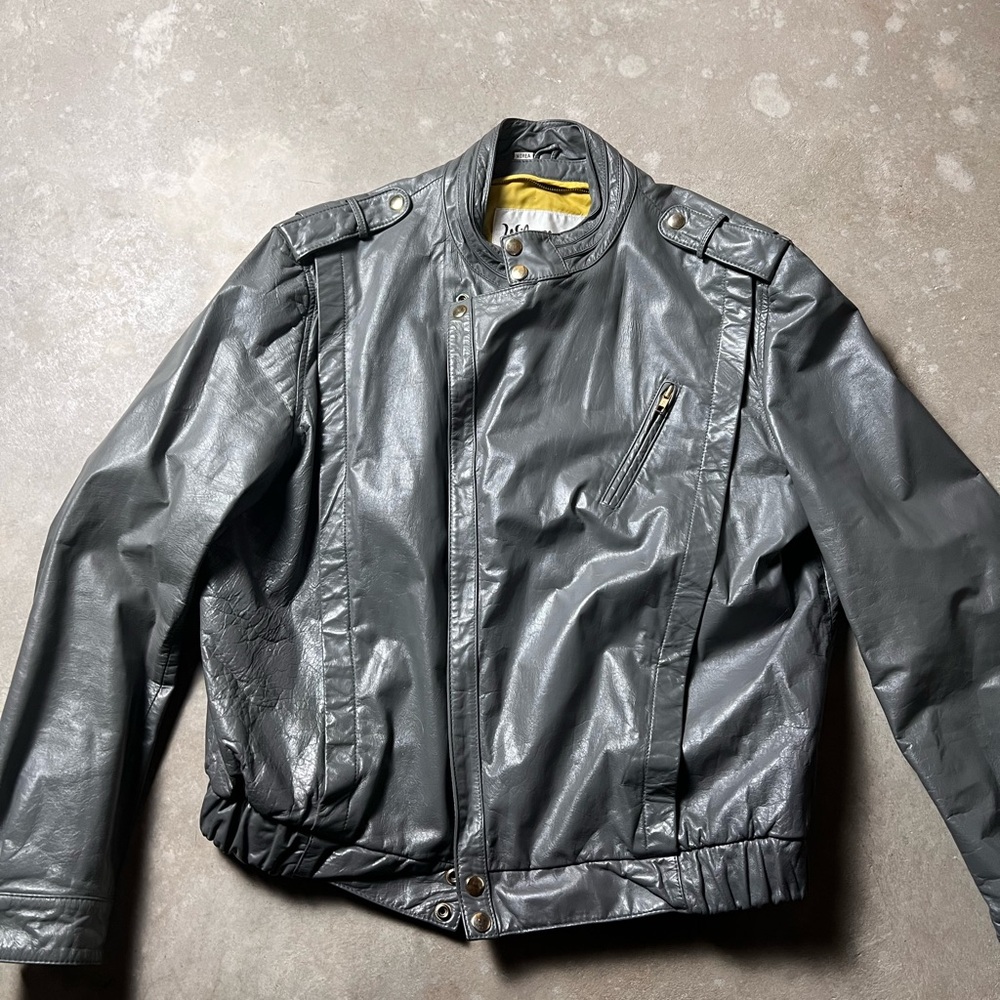 Men's Gray Leather Jacket
